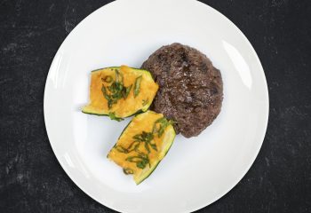 Grass-Fed Burger with Avocado Ranch & Roasted Zucchini Skins