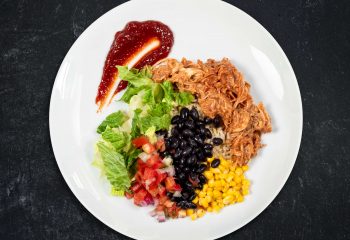 Roasted Root Veggie BBQ Chicken Burrito Bowl