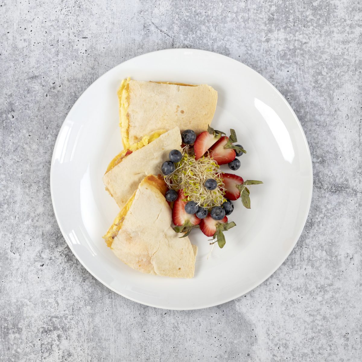 Crispy Turkey Bacon Ranch Breakfast Quesadilla on Low Carb Tortilla