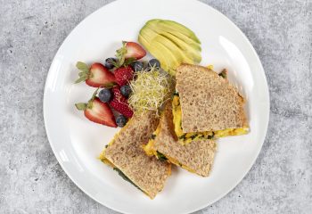 Smashed Avocado & Spinach Breakfast Quesadilla on Sprouted Grain