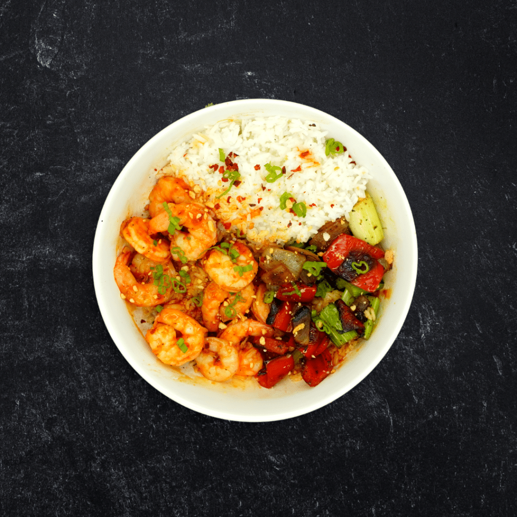 Kung Pao Shrimp Over Fried Cauliflower Rice Fit AF Nutrition