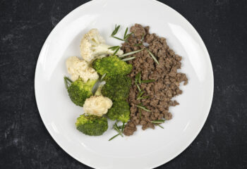 Low Carb Grass-fed Beef with Roasted Broccoli & Cauliflower