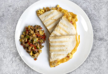 Turkey Sausage Breakfast Quesadilla on Low Carb Tortilla